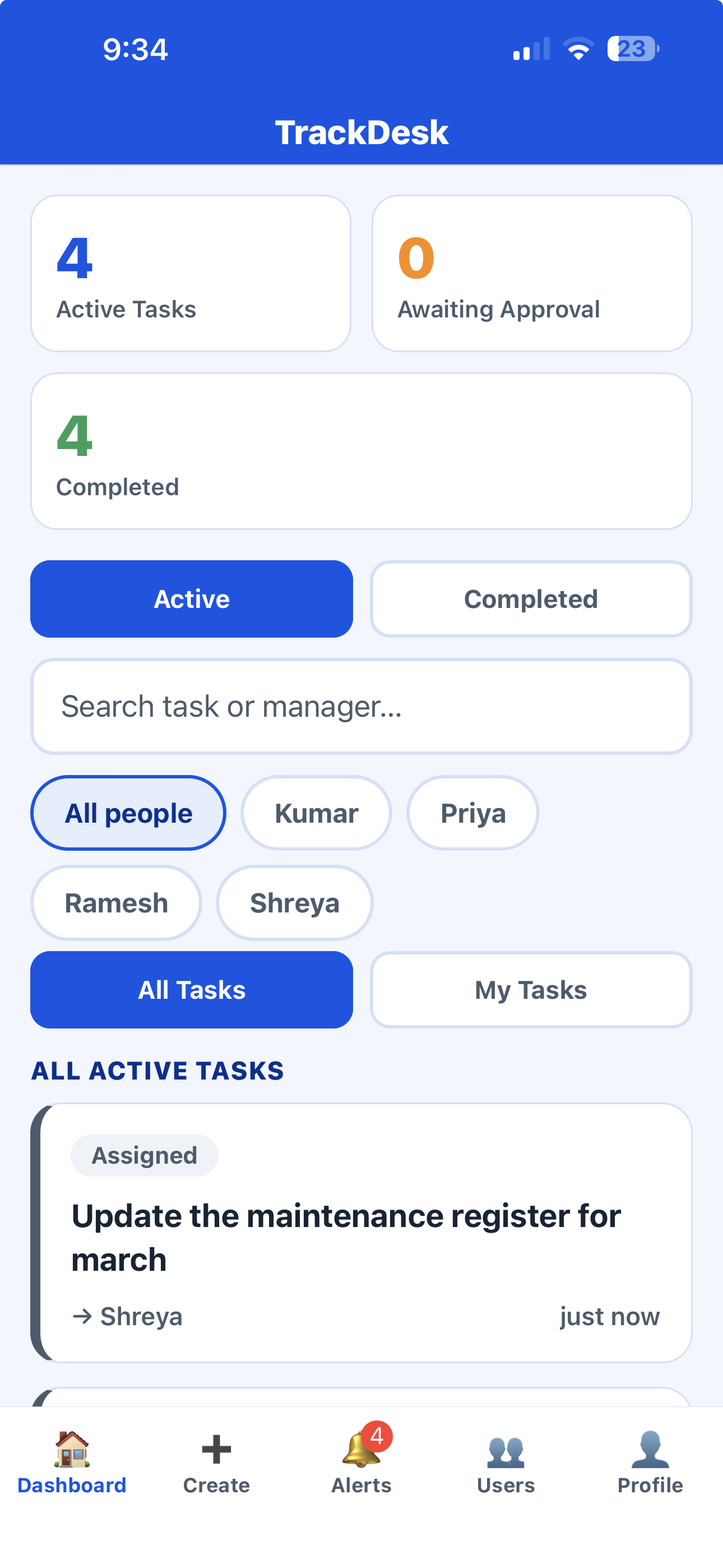 Owner dashboard